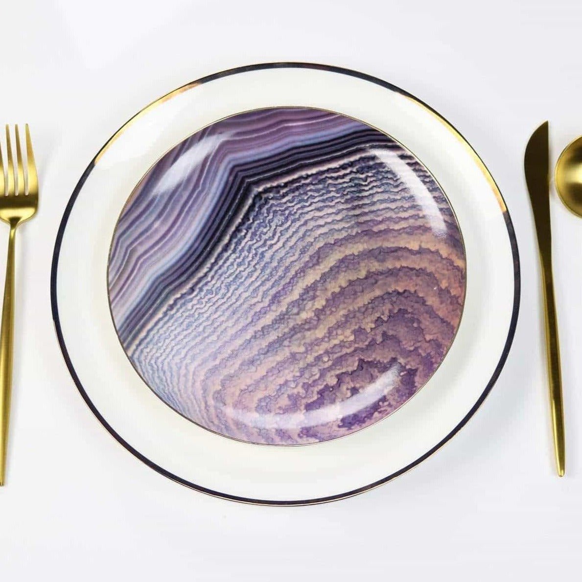 little white dish Amethyst Agate Design Salad Plates - Set of 4