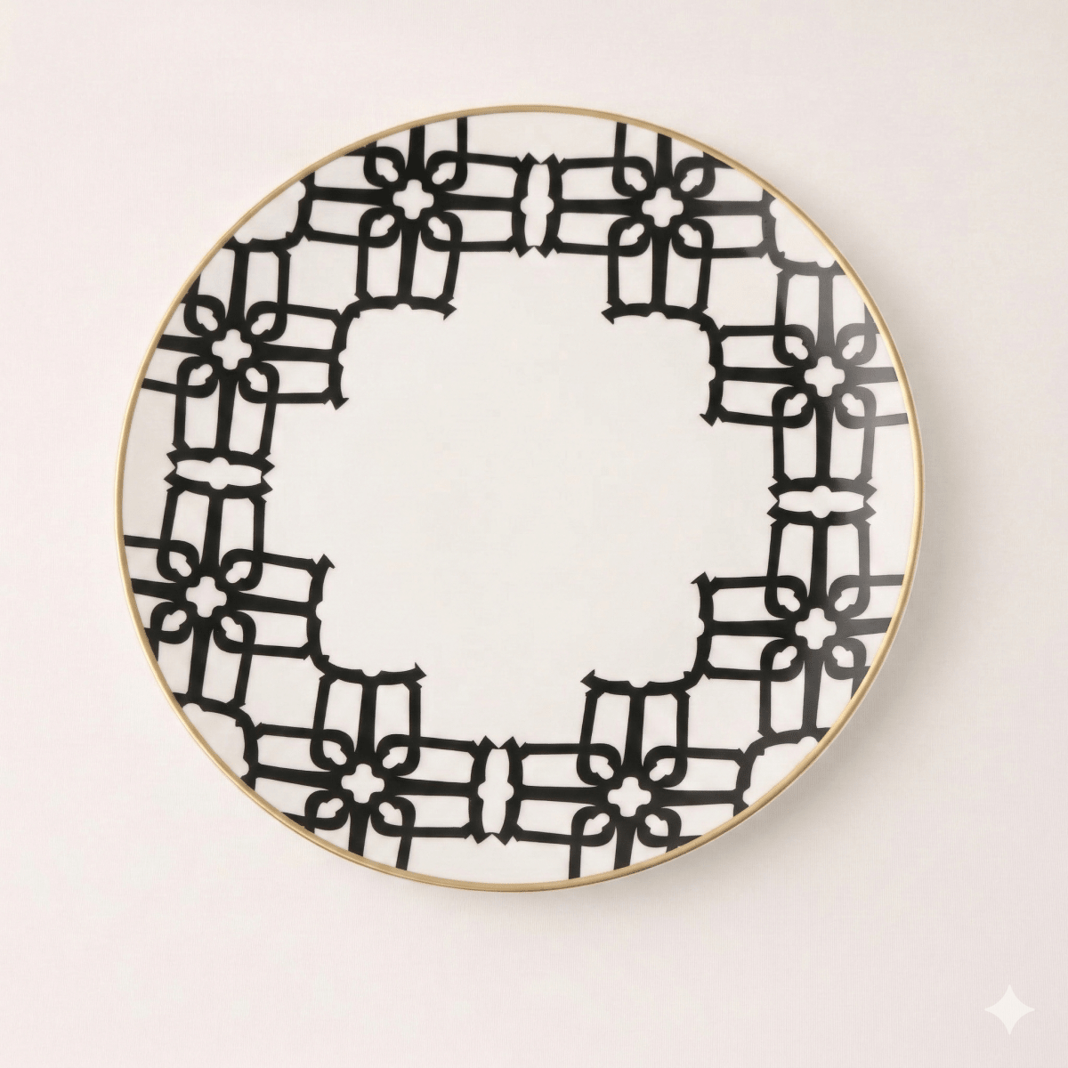 little white dish Black Geometric Accent Salad Plates – Set of 4 | White Porcelain
