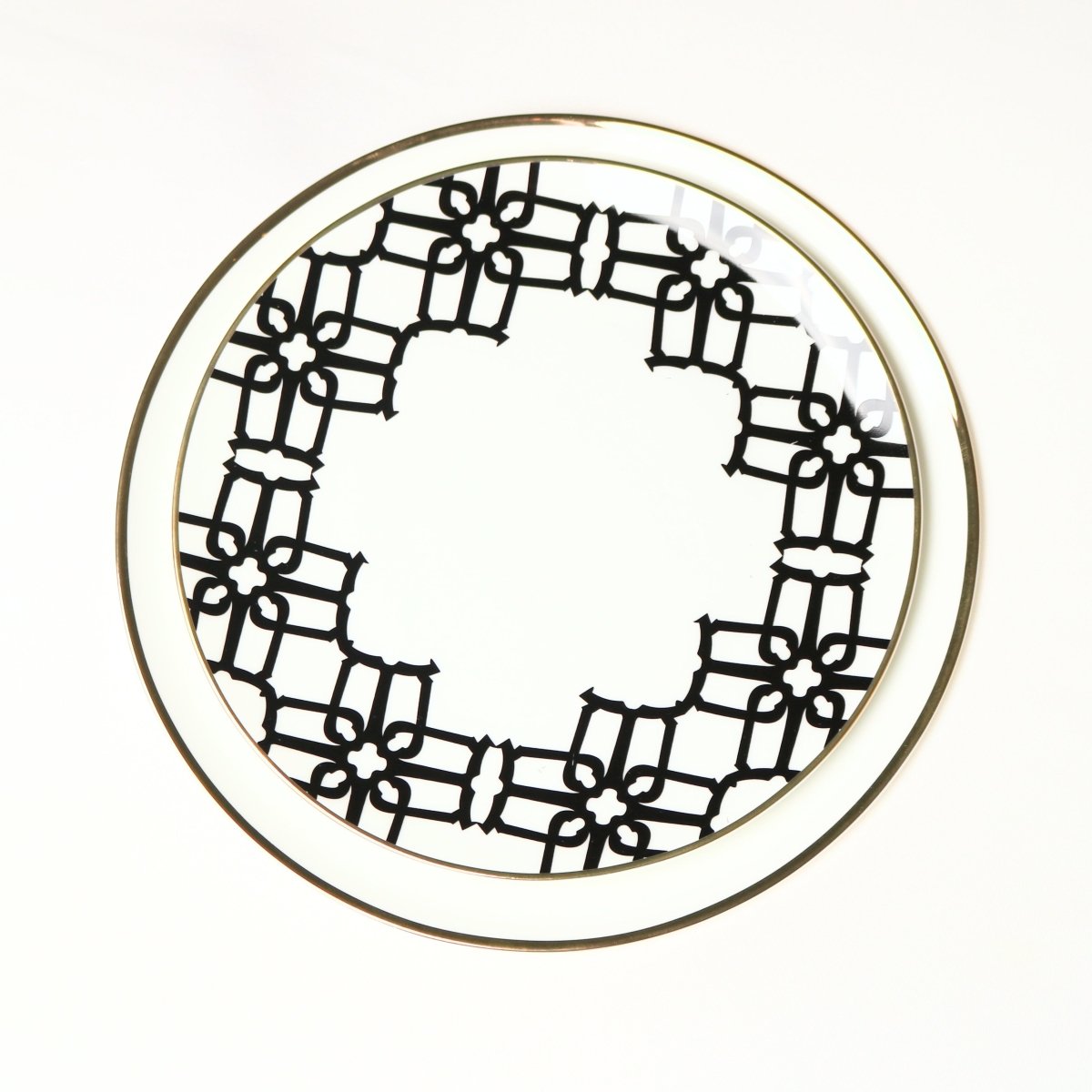 little white dish Black Geometric Accent Salad Plates – Set of 4 | White Porcelain