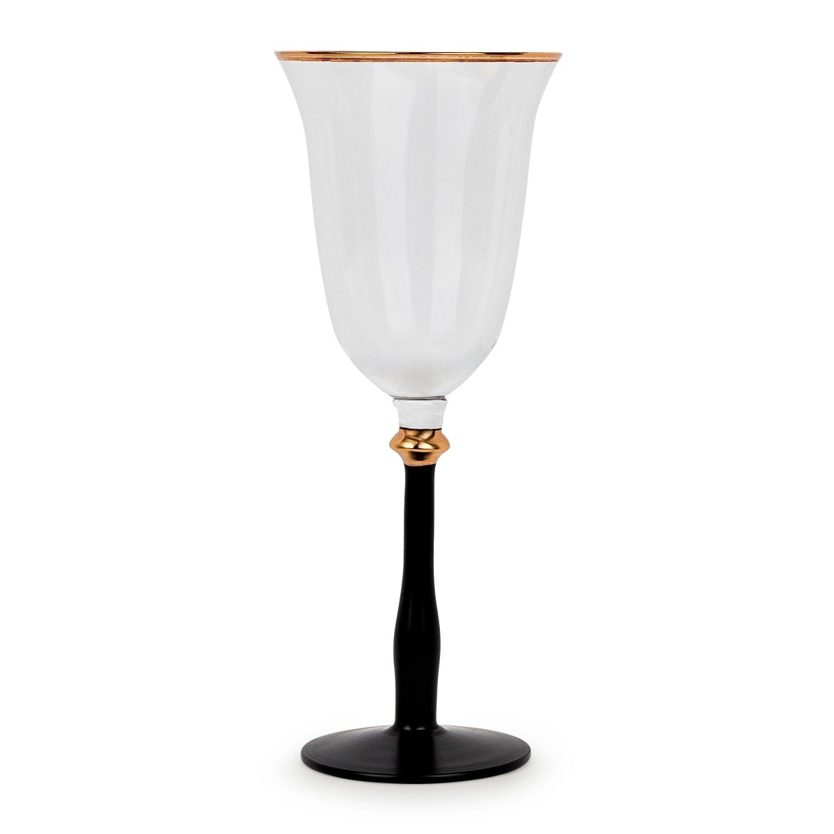 little white dish Black Stemmed Clear Wine Glasses with Gold Rim – Set of 4