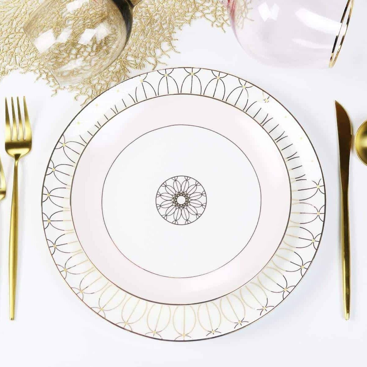 little white dish Blush Jewel Salad Plates – Set of 4 | 14k Gold Accent