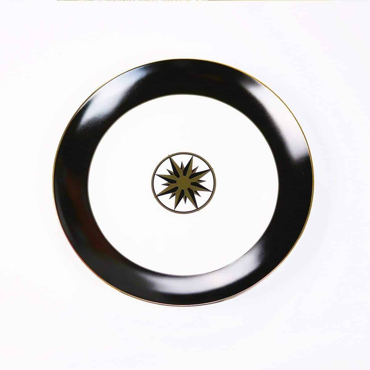 little white dish Constantine Salad Plates – Set of 4 | Black & 14k Gold Fine Bone China