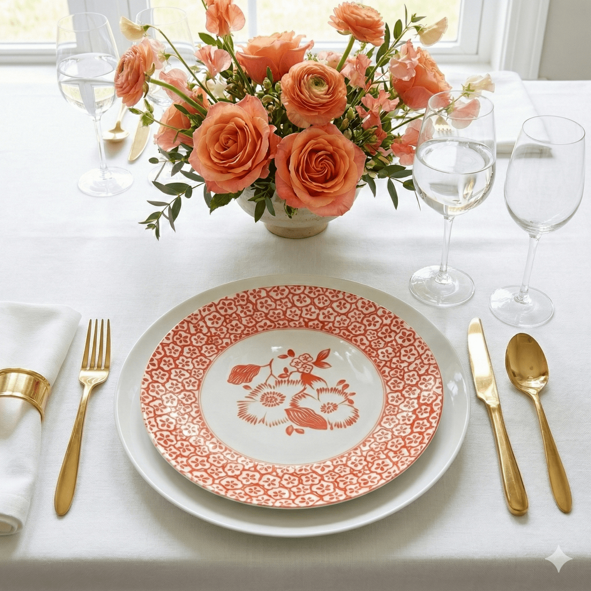 little white dish Coral Mosaic Accent Salad Plates – Set of 4 | White Porcelain