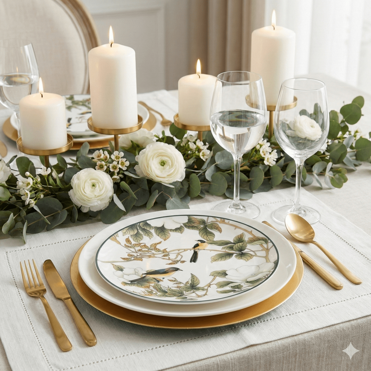 little white dish Green Floral Accent Salad Plates – Set of 4 | White Porcelain