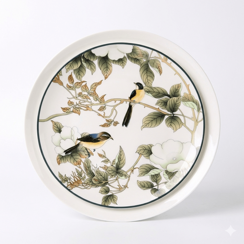 little white dish Green Floral Accent Salad Plates – Set of 4 | White Porcelain