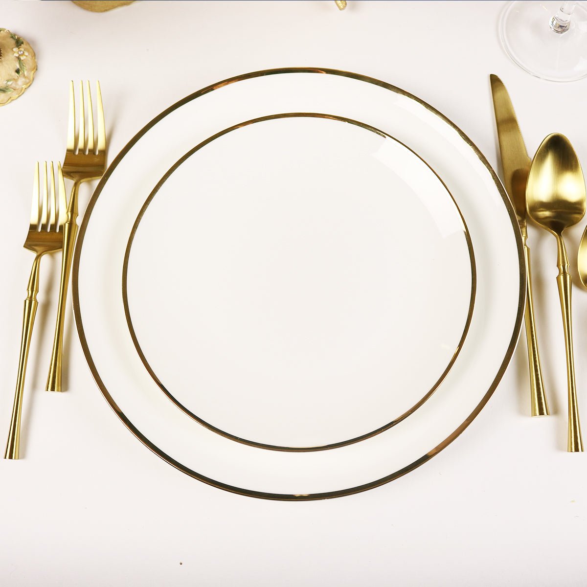 little white dish Narrow Gold Rim Salad Plates – Set of 4 | 14k Gold Fine Bone China