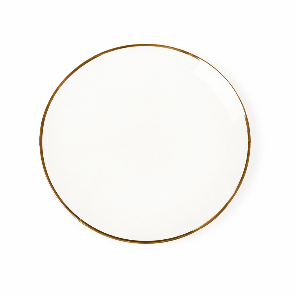 little white dish Narrow Gold Rim Salad Plates – Set of 4 | 14k Gold Fine Bone China