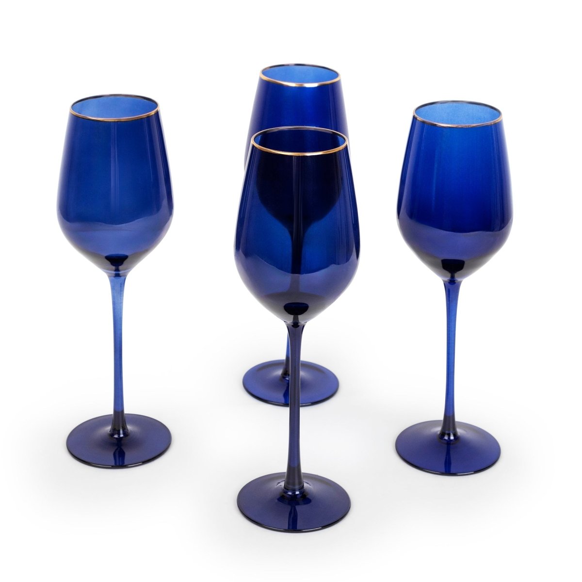 little white dish Navy Gloss Wine Glasses with Gold Rim – Set of 4