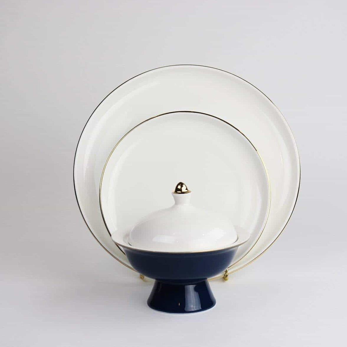 little white dish Navy Versailles Soup Bowl with Lid – Set of 4