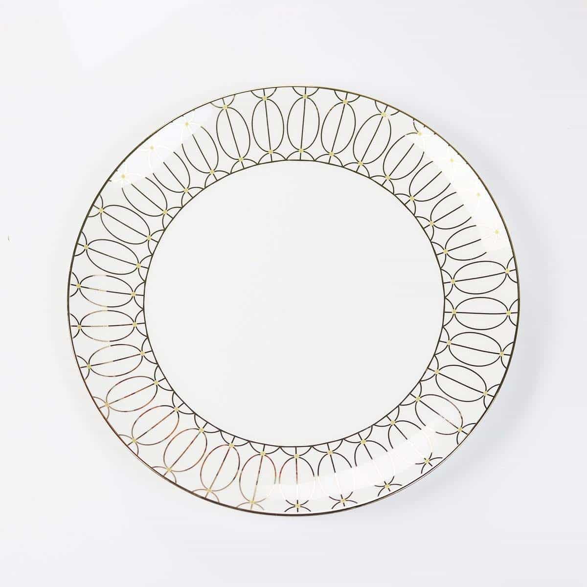 little white dish Sultana Dinner Plates – Set of 4 | 14k Gold Geometric Fine China