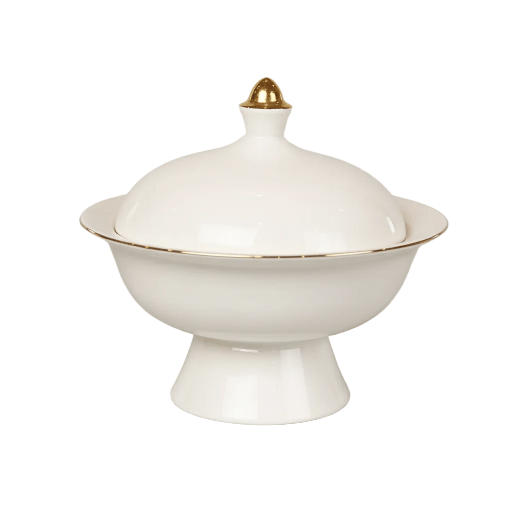 little white dish White Versailles Soup Bowl with Lid – Set of 4