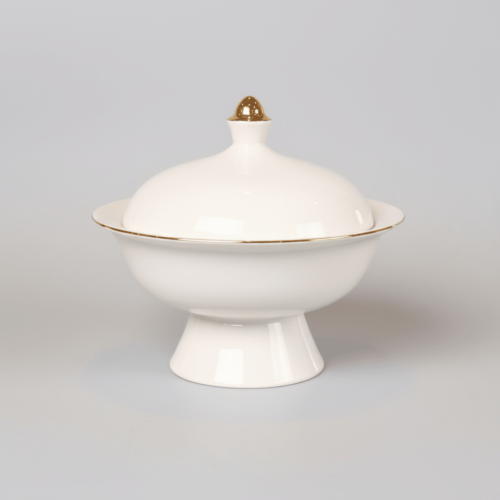 little white dish White Versailles Soup Bowl with Lid – Set of 4