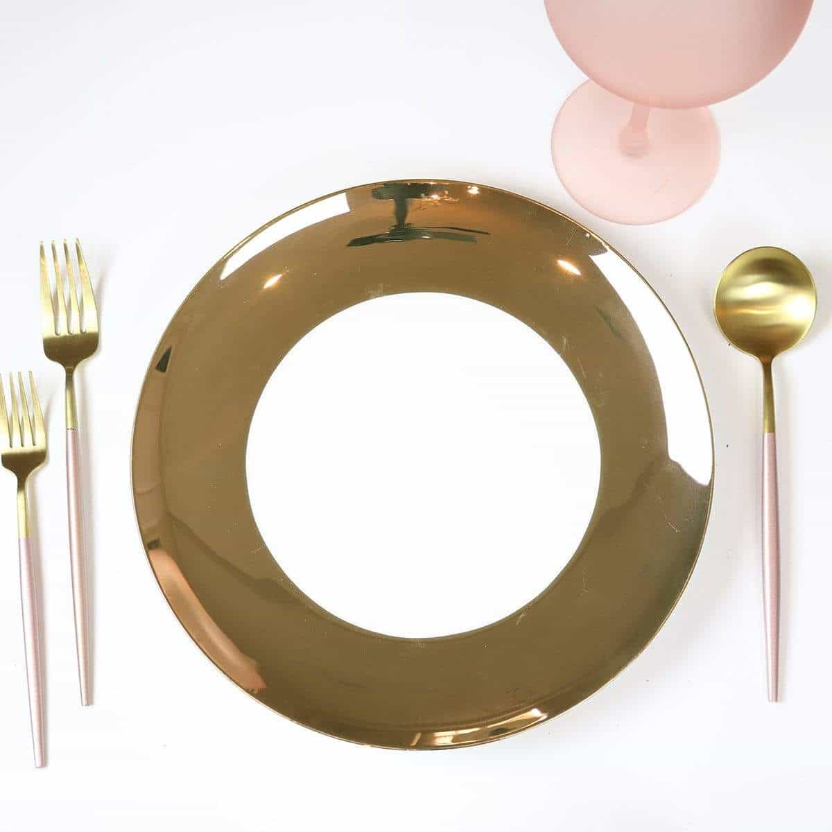 little white dish Wide Shiny Gold Rim Dinner Plates – Set of 4 | Fine Bone China
