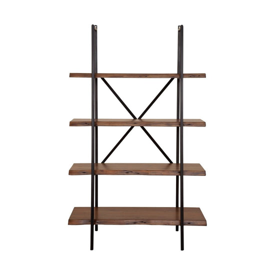 Alpine Furniture Live Edge Bookshelf, Light Walnut - lily & onyx