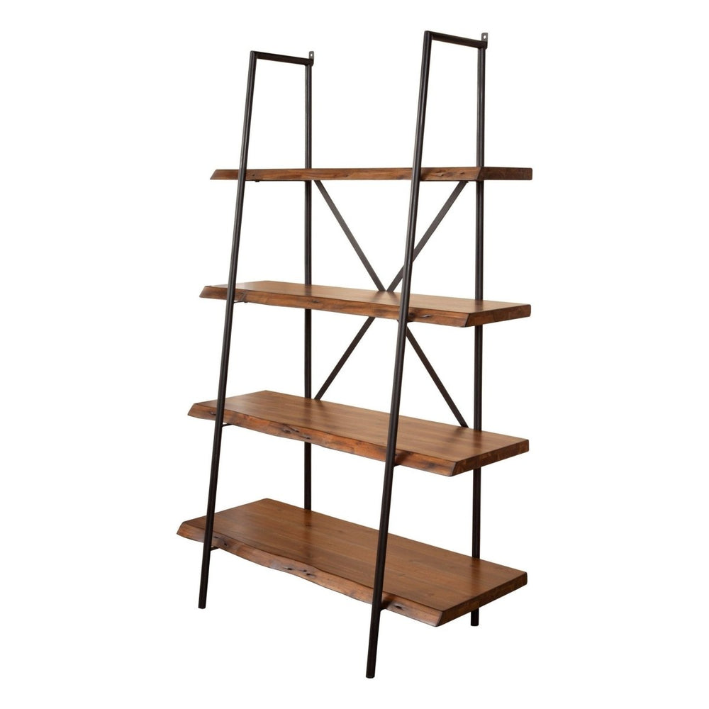 Alpine Furniture Live Edge Bookshelf, Light Walnut - lily & onyx