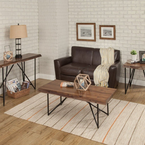 Alpine Furniture Live Edge Coffee Table, Light Walnut - lily & onyx