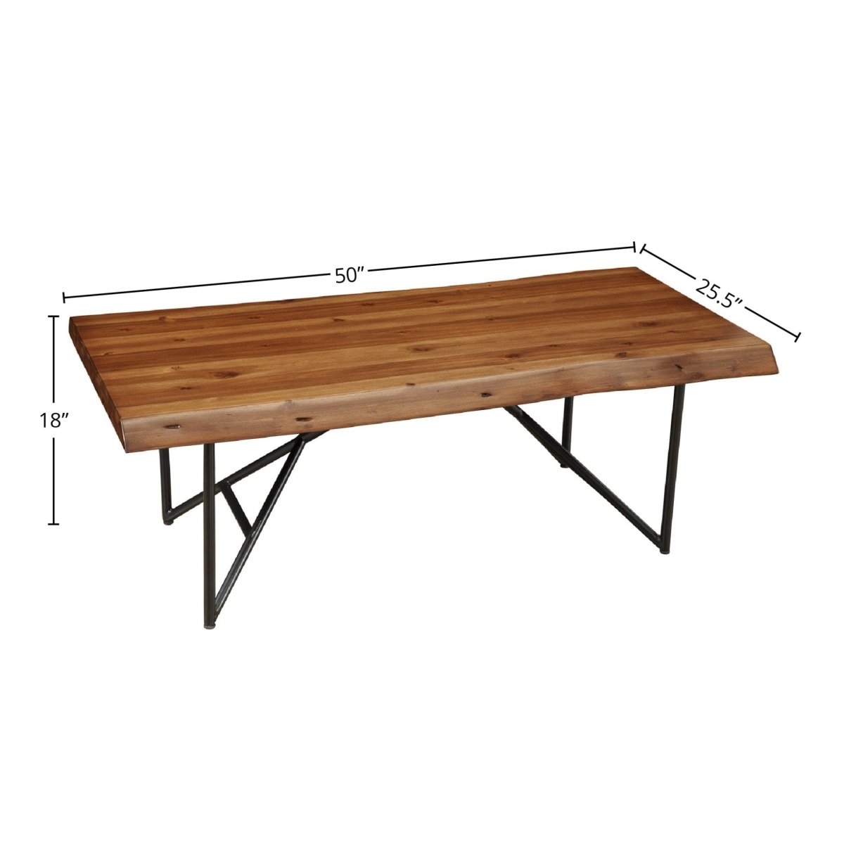 Alpine Furniture Live Edge Coffee Table, Light Walnut - lily & onyx