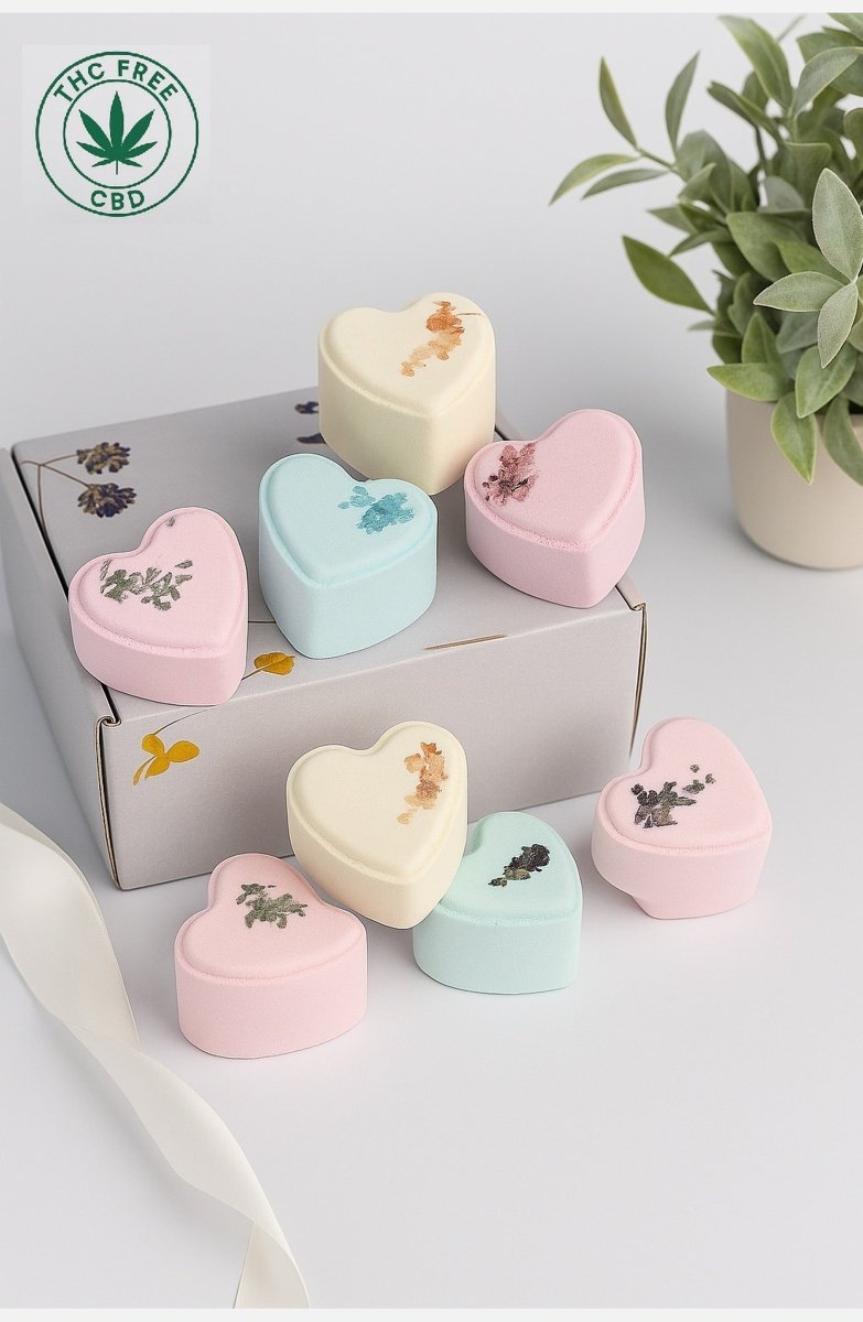 Lizush CBD Bath Bombs Gift Set - 8 Heart - Shaped Lavender Spa Bombs for Relaxation