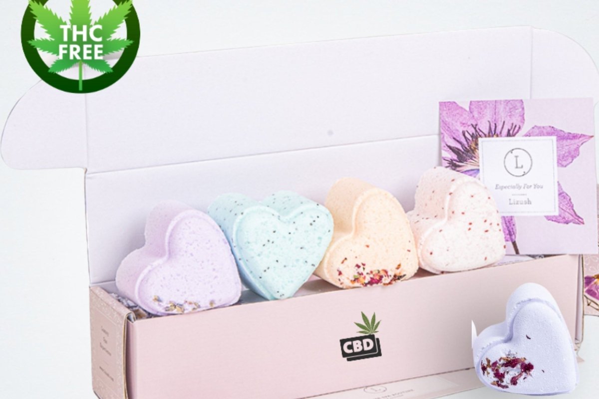 Lizush CBD Shower Steamers Gift Set - 5 Heart - Shaped Fizzies, THC - Free & Personalized