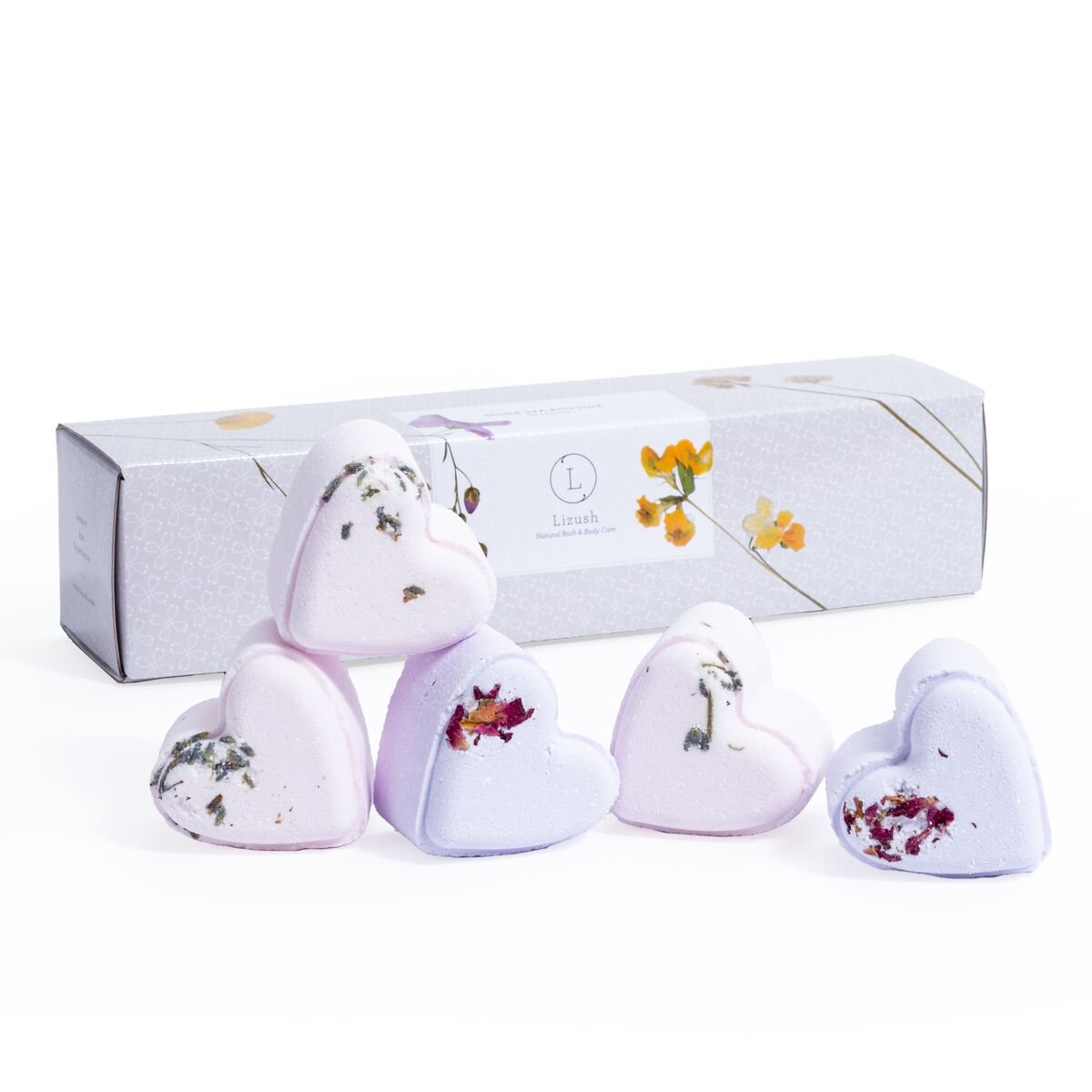 Lizush Heart - Shaped Shower Steamers Gift Set - 5 Aromatherapy Spa Tablets