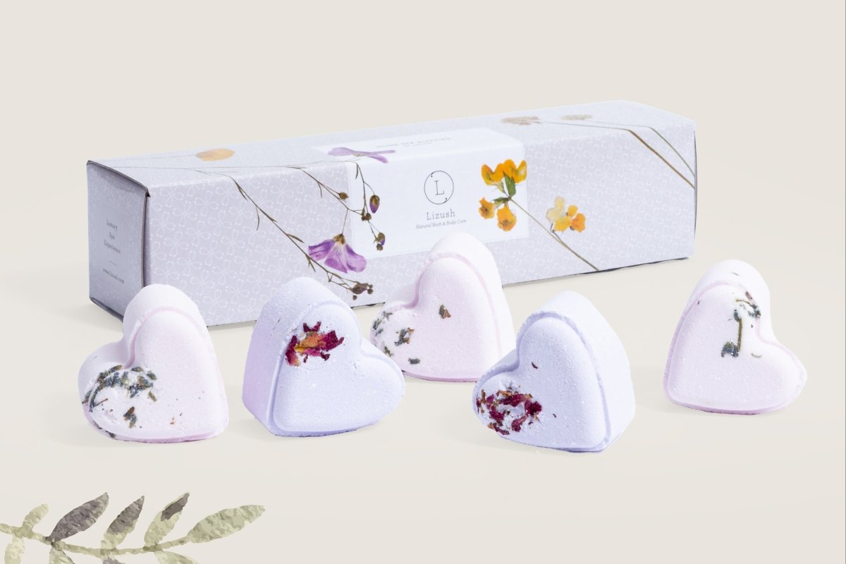 Lizush Heart - Shaped Shower Steamers Gift Set - 5 Aromatherapy Spa Tablets