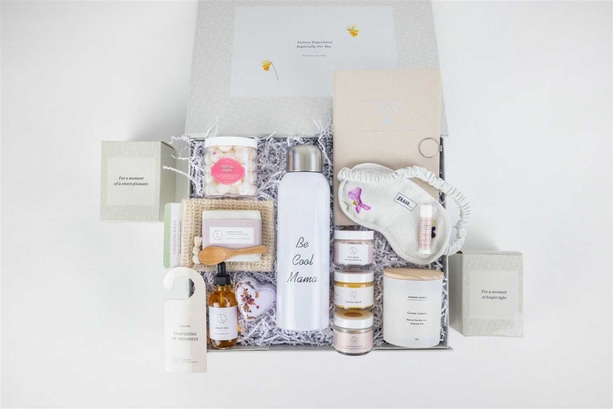 Lizush New Mom Gift Set - Natural Pampering Skincare for Postpartum Self - Care