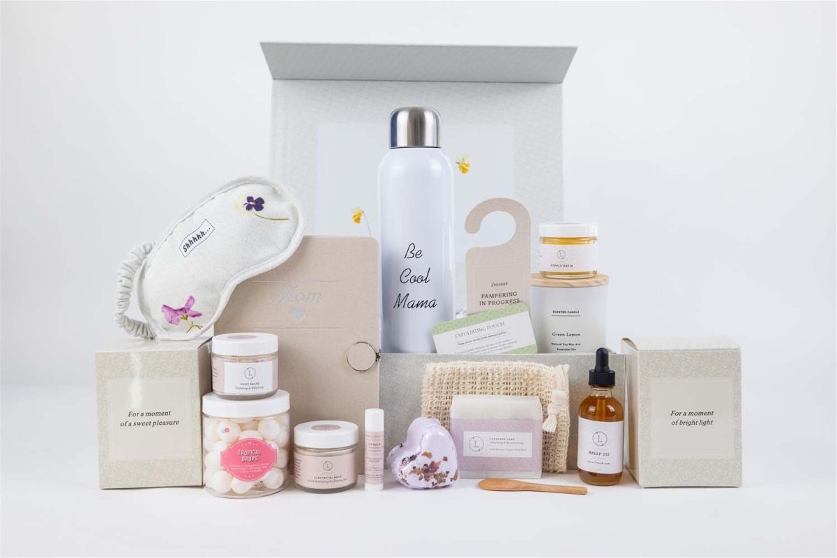 Lizush New Mom Gift Set - Natural Pampering Skincare for Postpartum Self - Care