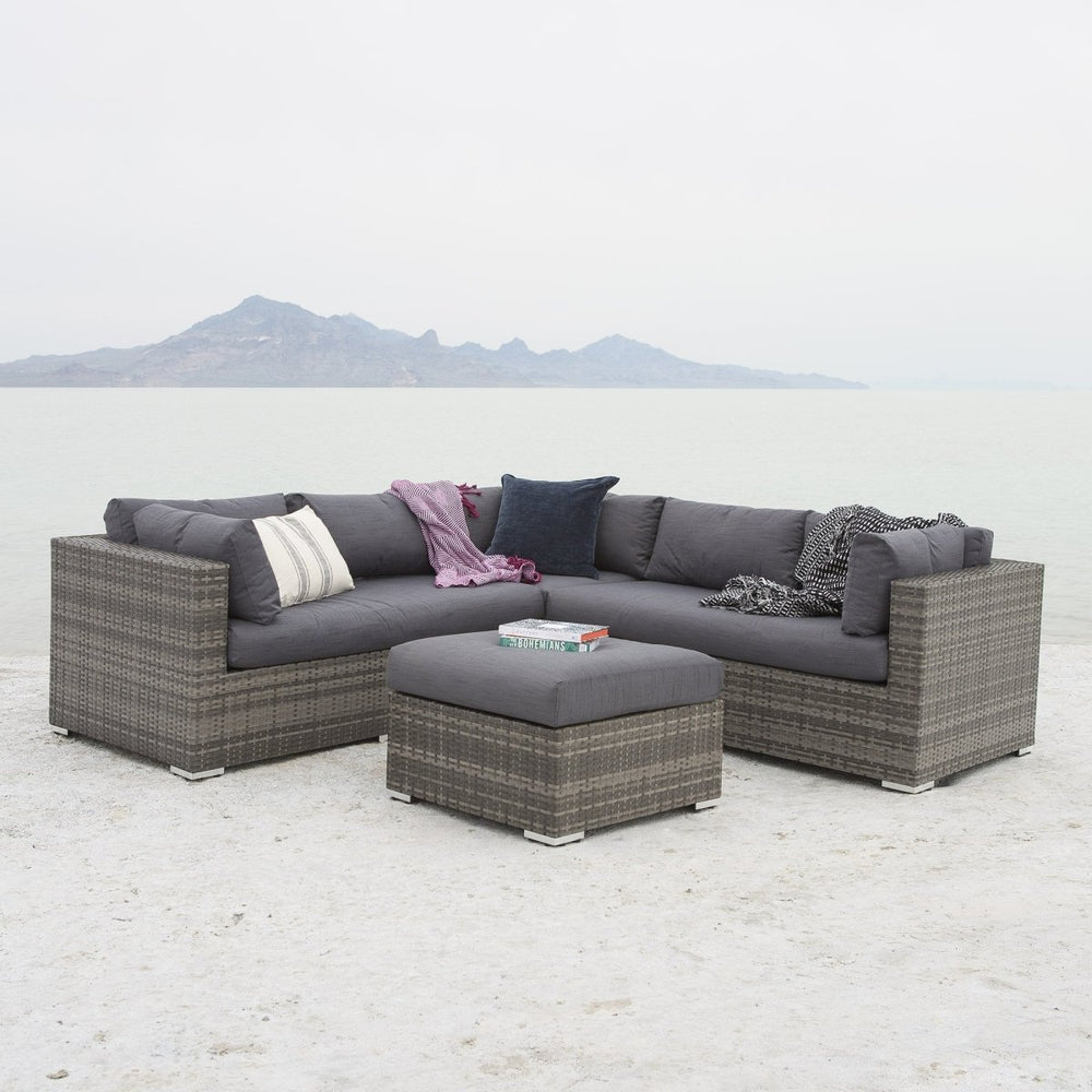 Walker Edison Lola 4-Piece Rattan Patio Sectional - lily & onyx