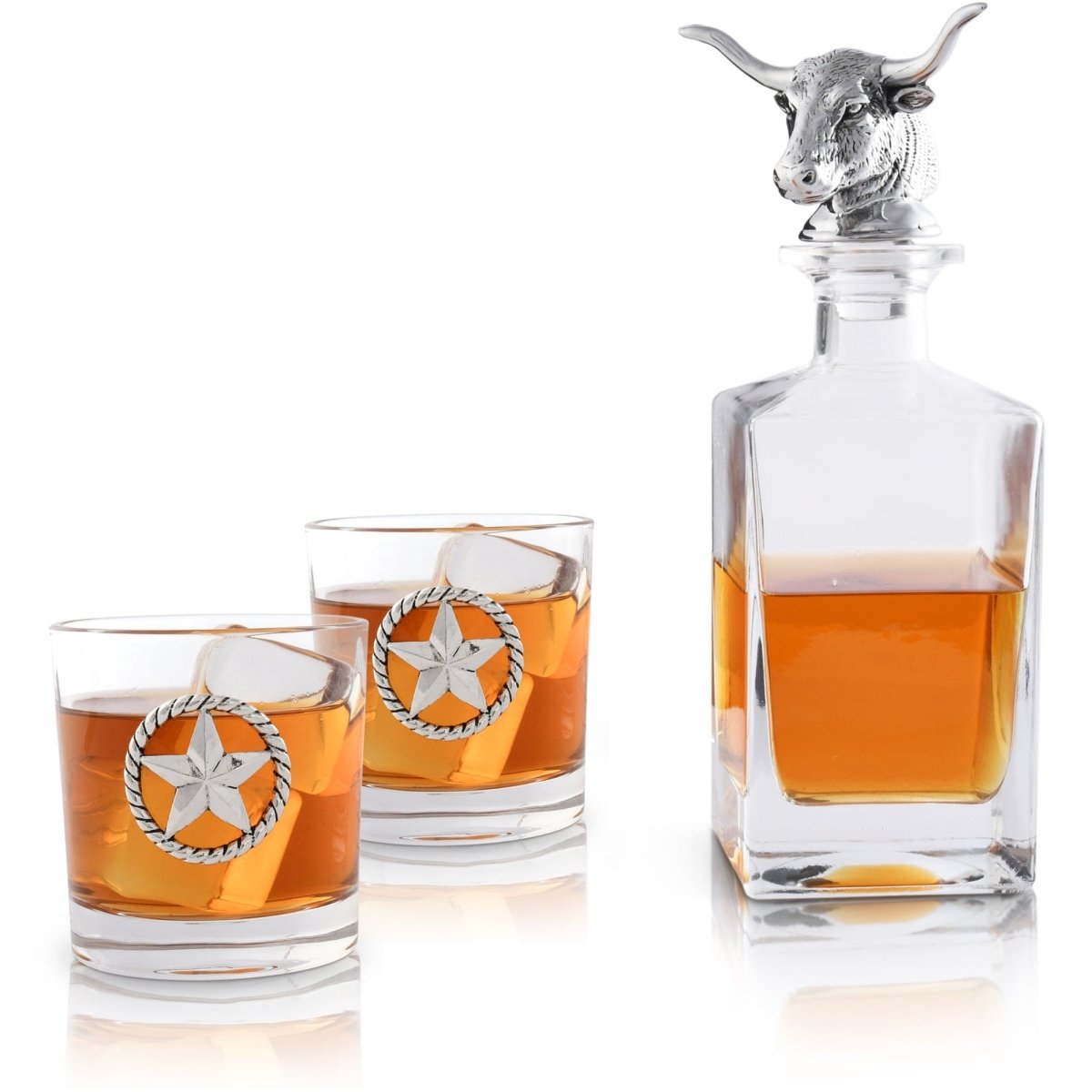 Arthur Court Designs Longhorn Decanter Set with Pair of Glasses - lily & onyx
