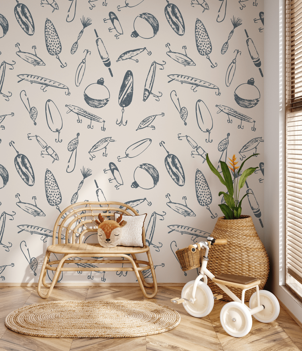 Loomwell Home Goods Bait Wallpaper by Kim Hallquist Designs