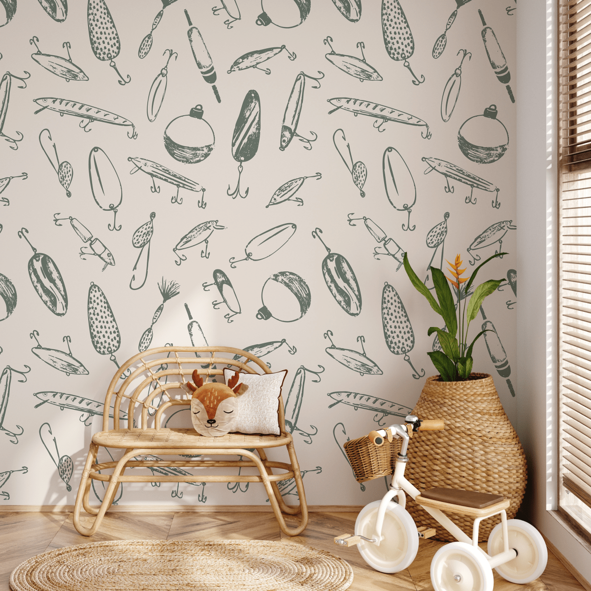 Loomwell Home Goods Bait Wallpaper by Kim Hallquist Designs