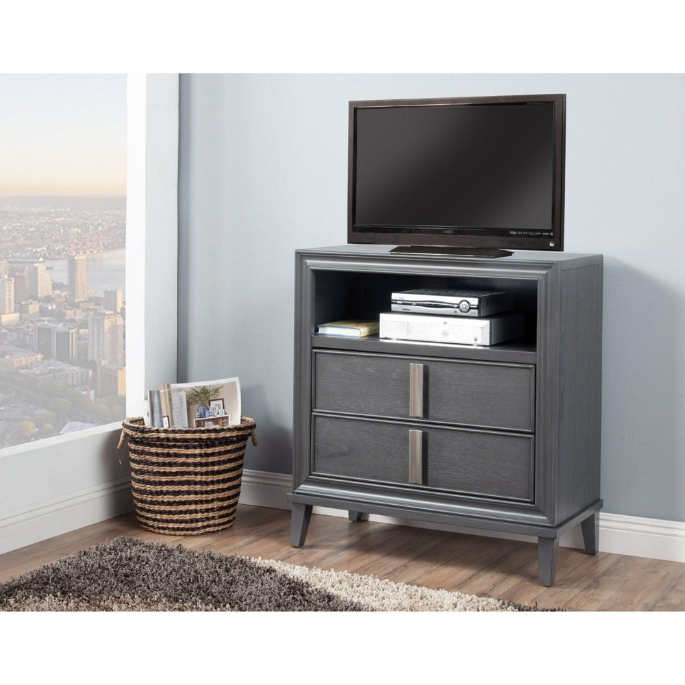 Alpine Furniture Lorraine Media Chest, Dark Grey - lily & onyx