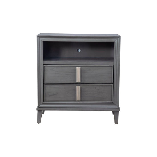 Alpine Furniture Lorraine Media Chest, Dark Grey - lily & onyx