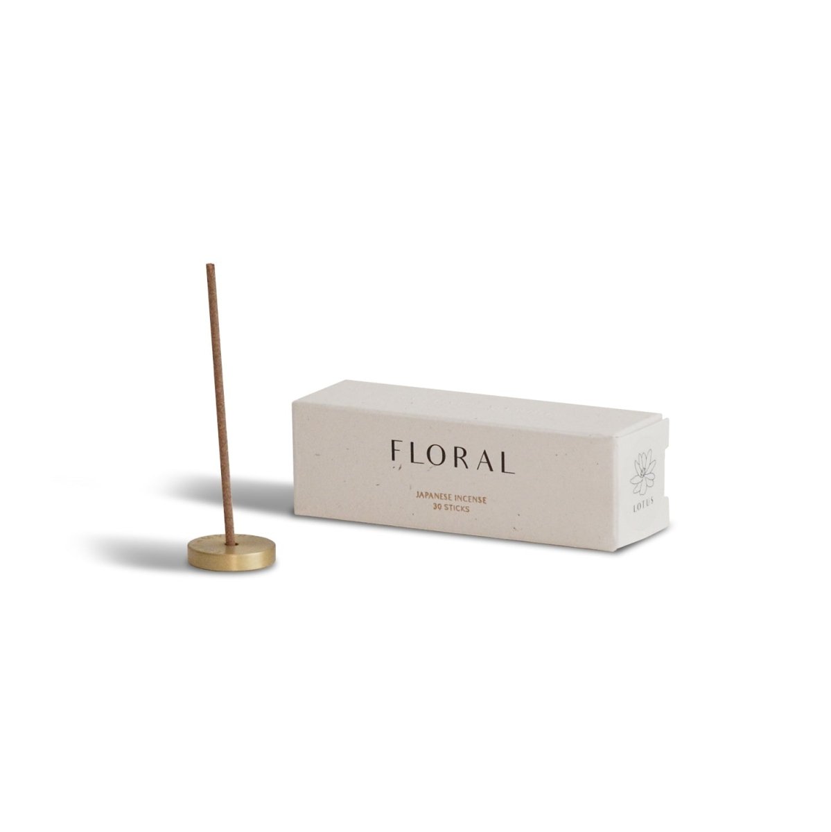 CEDAR AND MYRRH Lotus Japanese Incense Stick Set with Brass Holder – 30 Sticks - lily & onyx