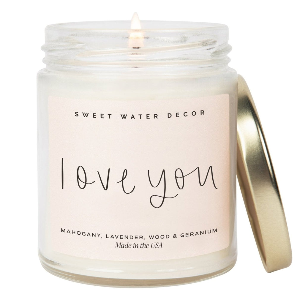 Sweet Water Decor Love You Soy Candle - Clear Jar - 9 oz - lily & onyx