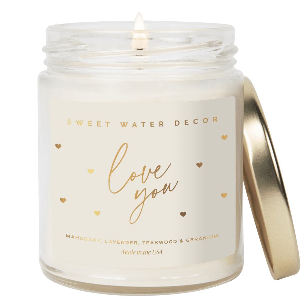 Sweet Water Decor Love You Soy Candle Patterned - Clear Jar - 9 oz - lily & onyx