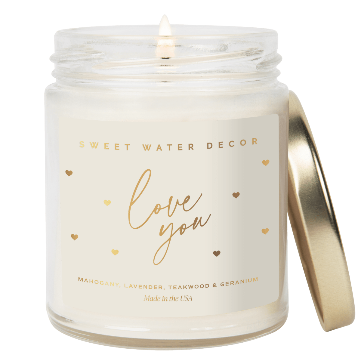 Sweet Water Decor Love You Soy Candle Patterned - Clear Jar - 9 oz - lily & onyx