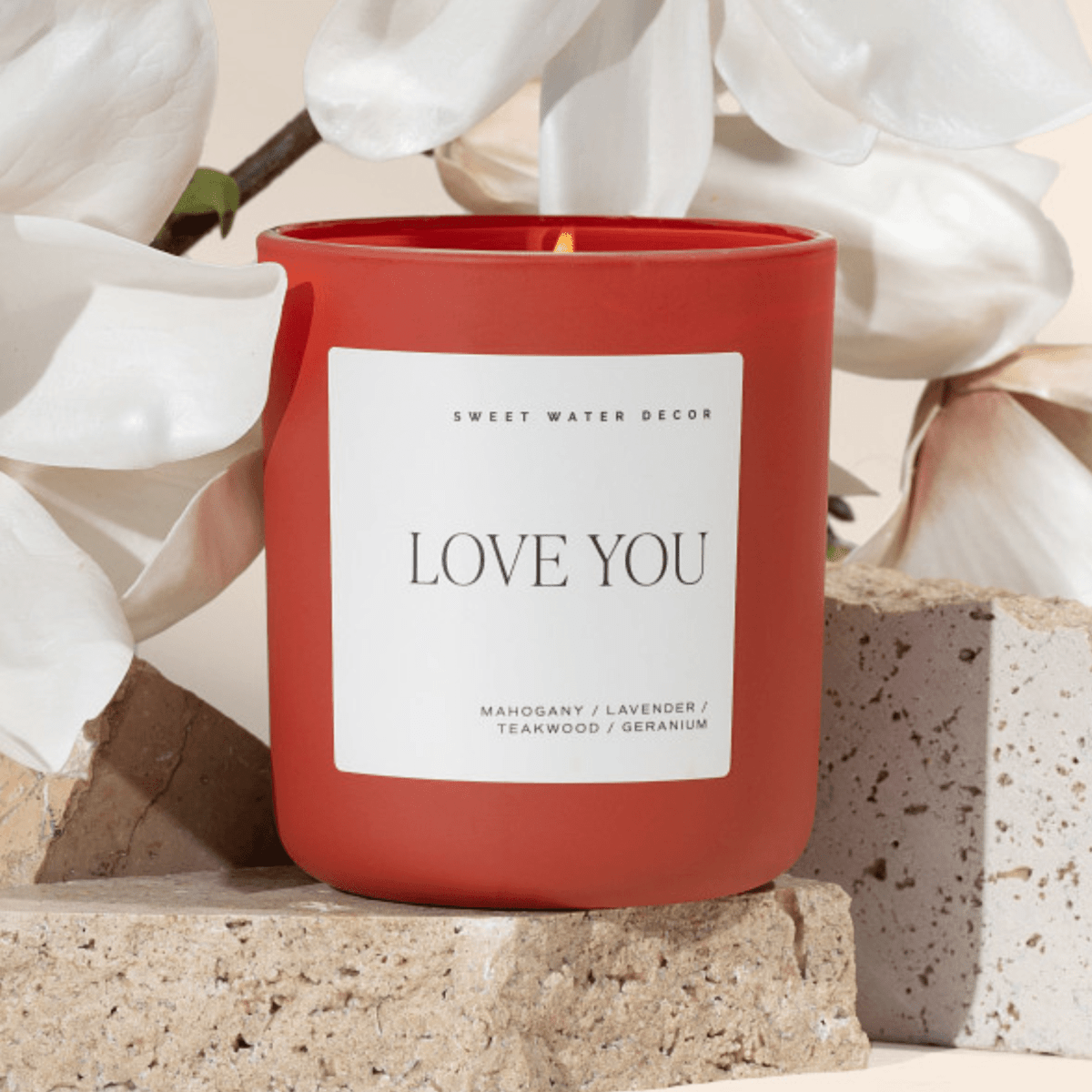 Sweet Water Decor Love You Soy Candle - Red Matte Jar - 15 oz - lily & onyx