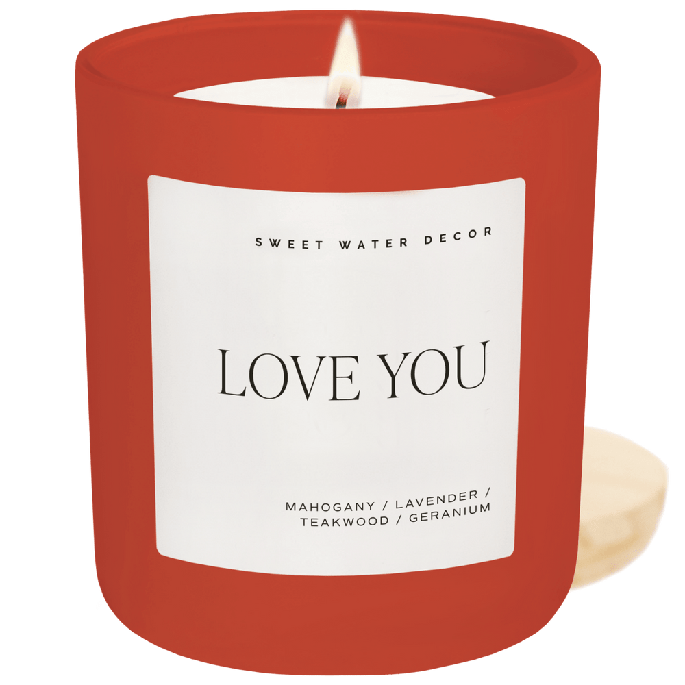 Sweet Water Decor Love You Soy Candle - Red Matte Jar - 15 oz - lily & onyx