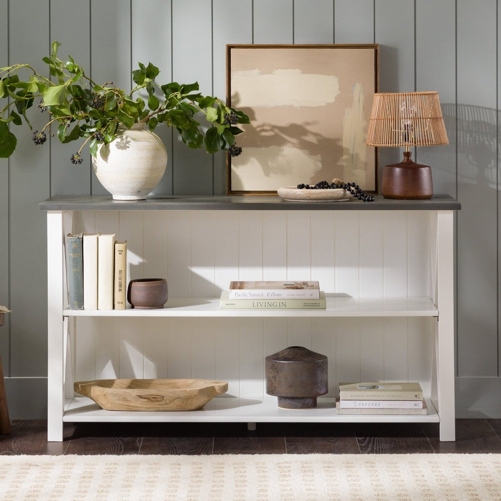 
                      
                        Walker Edison Lucas Farmhouse Shelf, White & Gray - lily & onyx
                      
                    