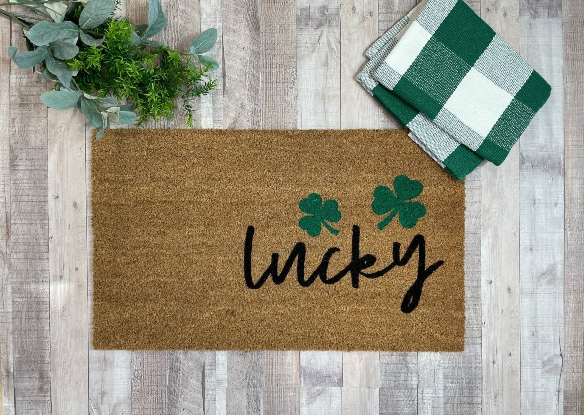 Nickel Designs Custom Doormats Lucky Shamrock St. Patrick's Day Doormat