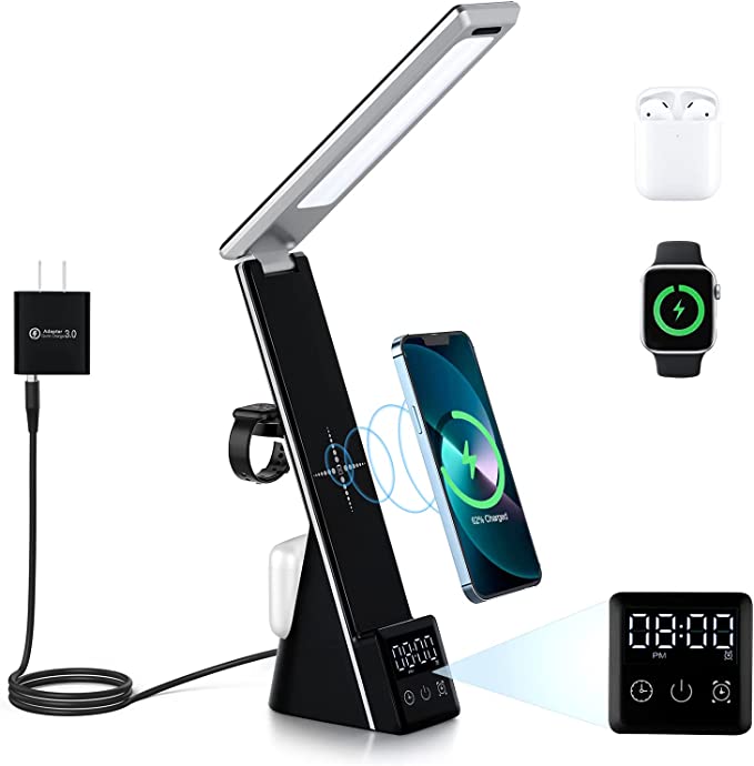 Lumicharge Lumi - Mini 7 - in - 1 LED Desk Lamp with 10W Wireless Charger & Clock
