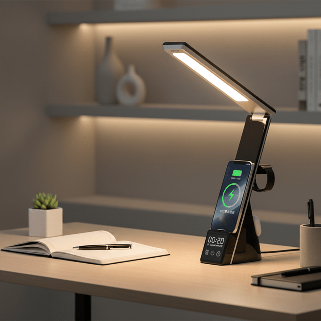 Lumicharge LumiCharge Mini 7 - in - 1 LED Task Light | Wireless Charging, Clock & USB