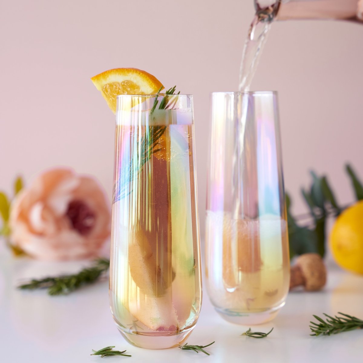 Twine Living Luster Stemless Champagne Flutes, Set of 2 - lily & onyx