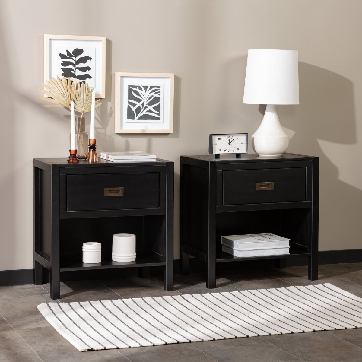 Walker Edison Lydia Solid Wood Modern Contemporary Nightstand - lily & onyx