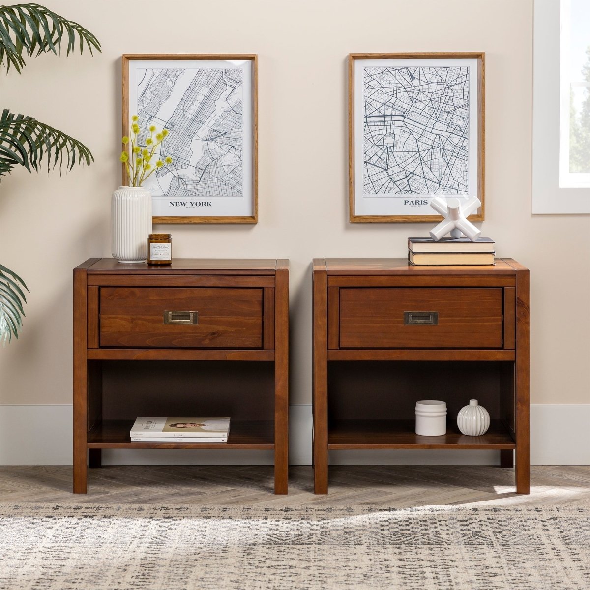 Walker Edison Lydia Solid Wood Modern Contemporary Nightstand - lily & onyx