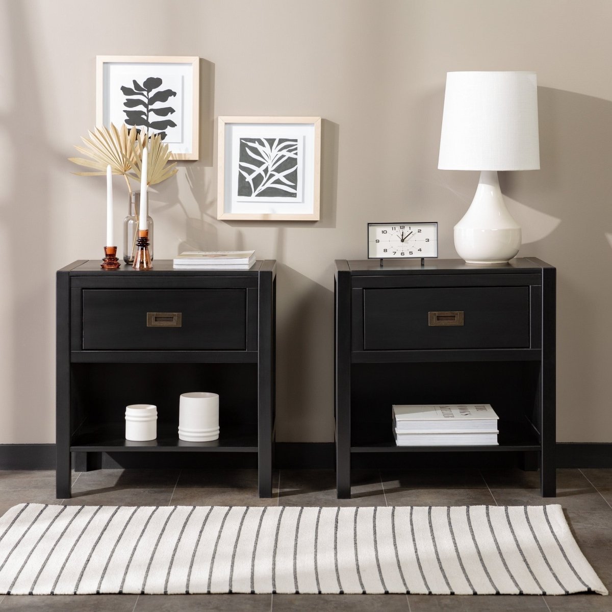 Walker Edison Lydia Solid Wood Modern Contemporary Nightstand - lily & onyx