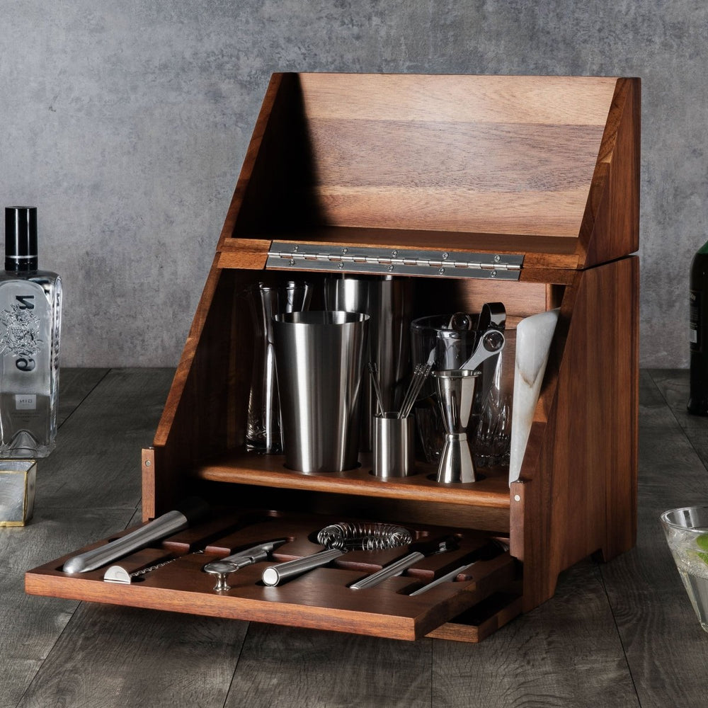 Picnic Time Family of Brands Madison Acacia Tabletop Bar Set - lily & onyx