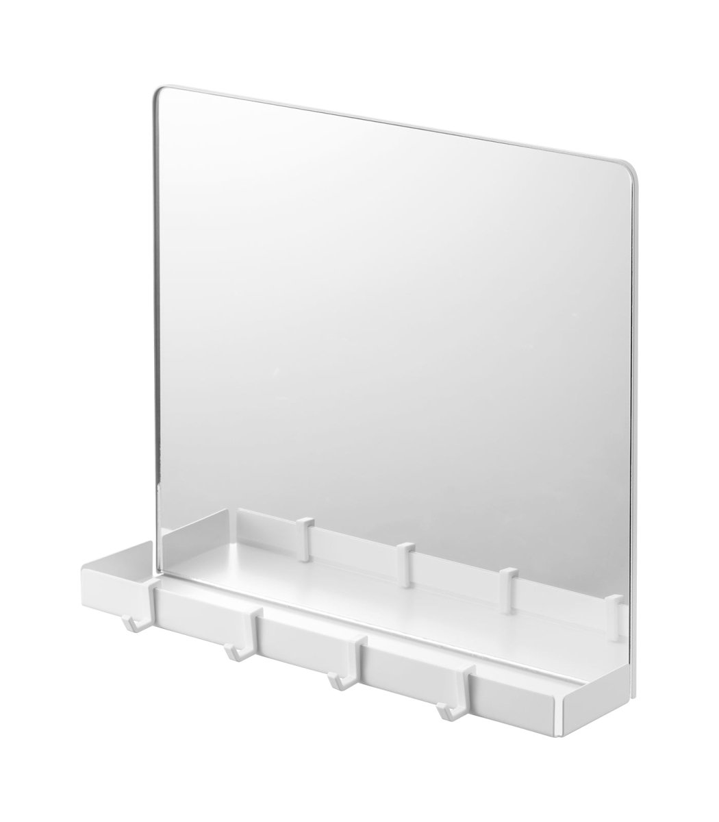 Yamazaki Home Magnetic Mirror with Storage Rack - Glass - lily & onyx