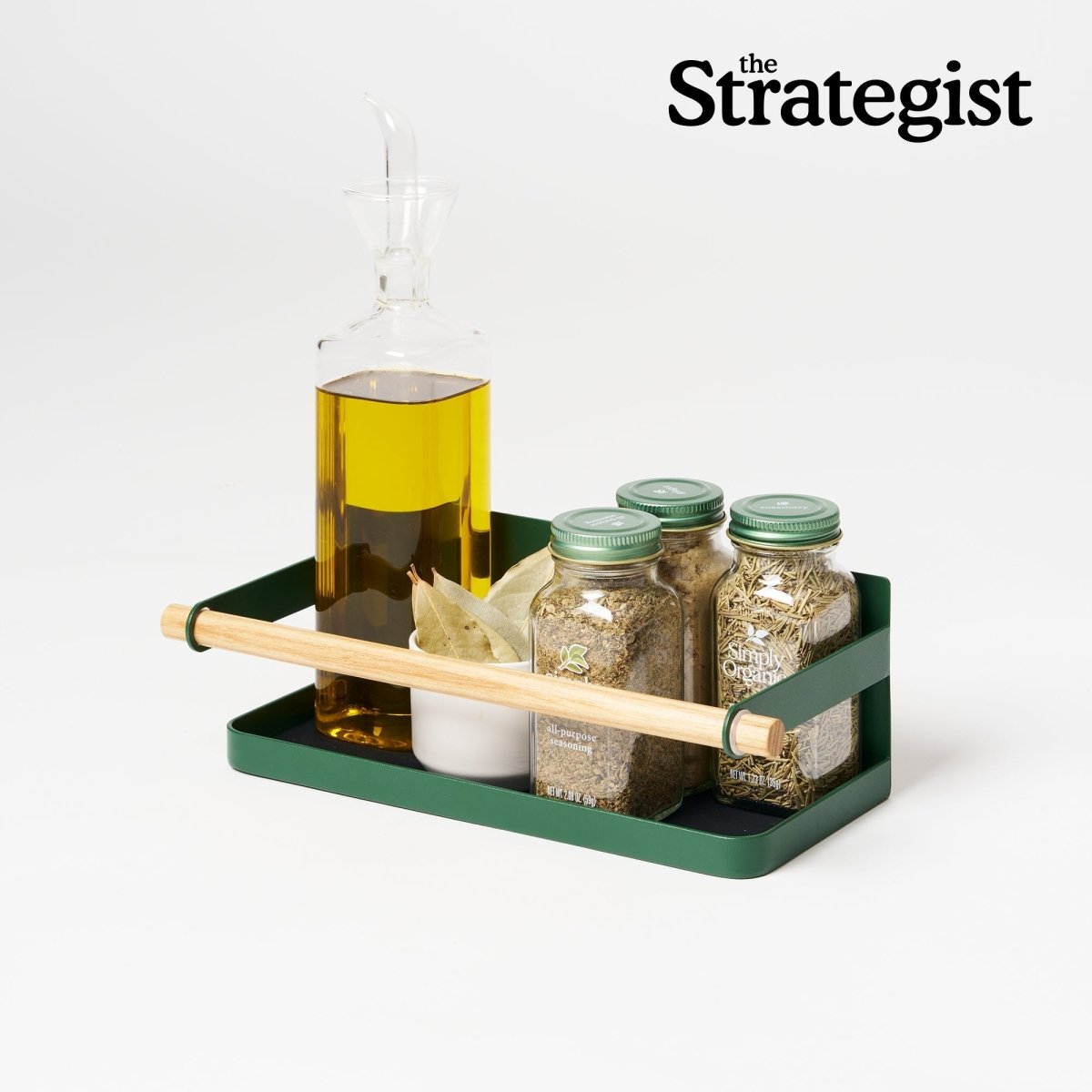 Yamazaki Home Magnetic Steel & Wood Storage Caddy, Forest Green - lily & onyx